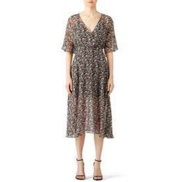 Rebecca Minkoff Ali‎ Women's Black Floral Print Short Sleeve Dress Size 0… - Picture 1 of 12